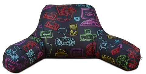 rucomfy Beanbags Cuddle Cushion, Gaming Designs, Ergonomic Soft Support Pillow. D40cm x W80cm x H30cm (Retro Gaming)