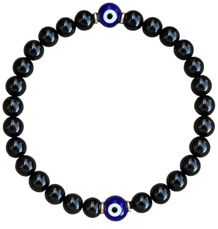 Black Tourmaline Bracelet, Evil Eye Bracelet for Men and Women, Beaded Bracelets with Black Tourmaline Crystal, Stylish Arm Bracelets for Daily Energy Protection, Meaningful Gift Idea