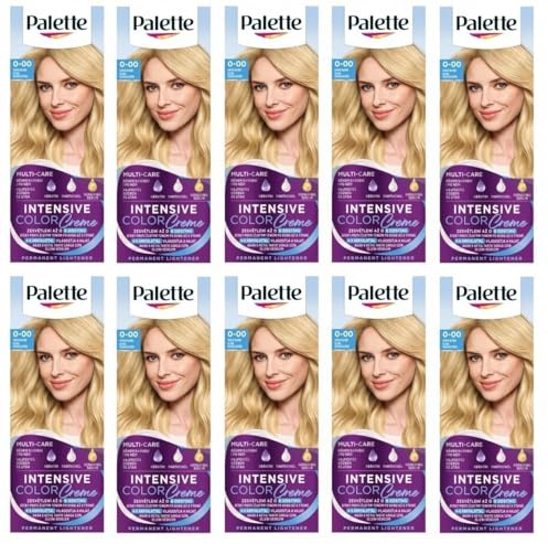 Confezione da 10 palette Intensive Color Cream 0 – 00 (E20) Super Light Blond Hair Color – Full Box – con istruzioni in inglese (lingua italiana non garantita)