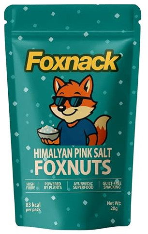 Foxnack Himalayan Pink Salt Roasted Foxnuts (3x20g) | Makhana Popped Lotus Seeds | High Fibre Superfood | Vegan | Healthy Crunchy Snack