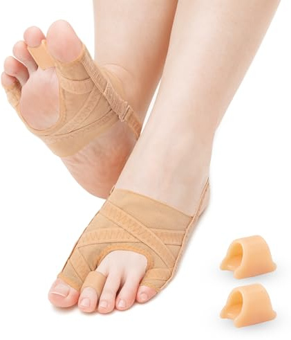 1 Paar Hallux Valgus Bandage Und 2 Stück Zehenspreizer, Atmungsaktiver Zehenkorrektor Für GroßEn Zeh Und Kleinen Zeh, Hallux Valgus Korrektur Für Männer Und Frauen, Ballenzehen Korrektur, L