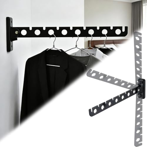 Zuxbolf Kleiderhaken Klappbar mit Geboht 30.5cm Wand Kleiderständer | Klapphaken mit 8 Löchern 180°Drehbare Kleiderhaken Edelstahl Wandhaken Hakenleiste für Balkon, Waschküche, Badezimmer