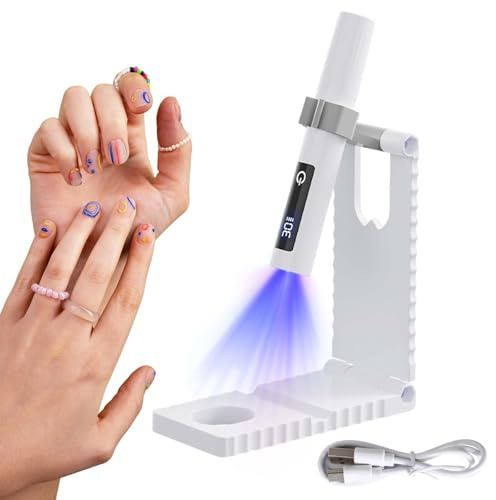 Mini Lámpara De Uñas UV, UV Portátil et Recargable, Luz Mano para Uñas de gel, Lampara de Uñas con Soporte Plegable, para el Secador de Uñas del Salón de Casa, Regalos Para Mujeres, Blanco