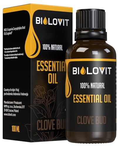Bilovit Huile essentielle naturelle de clou de girofle, 100% pure, huile parfumée, relaxation, aromathérapie, 100 ml