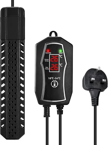 Akvarievärmare 200 W med extern temperaturkontroll, nedsänkbar akvarievärmare med stora LED digitala dubbla skärmar