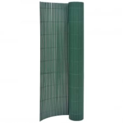 Valla de jardín de doble cara, 90 x 400 cm, verde, PVC resistente a la intemperie, láminas de 14 mm, para jardín, terraza, balcón, cercado de bancal