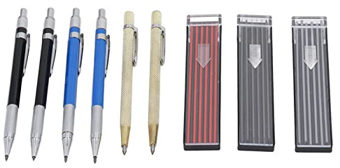 KIMISS C Enter Pencil Set with 2 Scribers, 36 Graphite Refills & All Metal Pencils for Precision Marking – Ideal for Woodworking & Crafts
