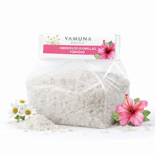 YAMUNA NATURAL BEAUTY Badesalz – Naturkosmetik aus Ungarn mit natürlichen Mineralien und ätherischen Ölen. Für ein entspannendes Badeerlebnis und gepflegte Haut. (1000 g, Kamille–Hibiskus)
