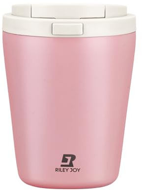 Riley Joy Taza térmica con tapa a prueba de fugas, 350 ml, doble pared, aislada, taza de café para llevar, taza de viaje para café y té (rosa beige)
