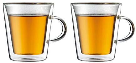 Bodum Canteen Double Walled Thermo Glasses with Handles, Set of 2, 6.5 Oz