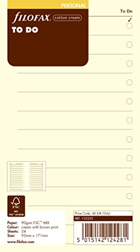 Filofax 132253 Personal To Do Aktionsblätter, cotton cream