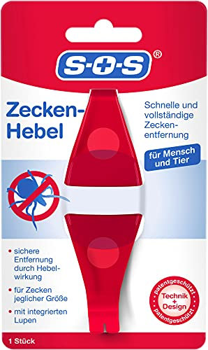 SOS Zecken-Hebel | Zeckenentfernung | Zeckenentferner | Alternative zur Zeckenzange | Für Mensch und Tier | Mit Lupe