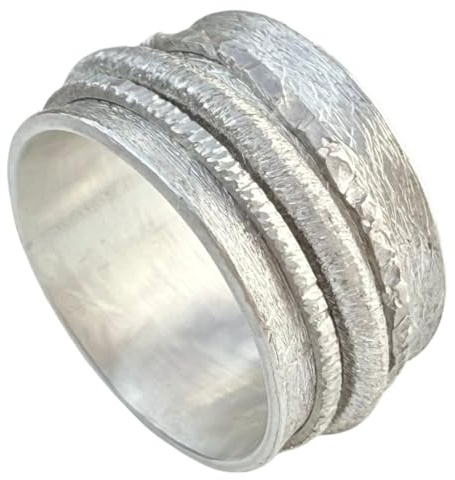 Tiljon Breiter matter Ring 925er Silber mit drehbaren Ringschienen RingSize 64 (20.4)