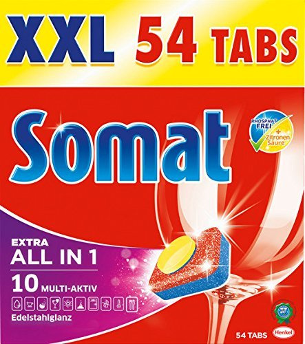 Somat 10 All in 1 Extra XXL, Comprimés pour lave-vaisselle, 1er Paquet (1 x 54 Tabs)