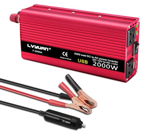 IpowerBingo Car Vehicle Power Inverter 800W/2000W(Peak) DC-AC 12V-110V Converter Power Supply
