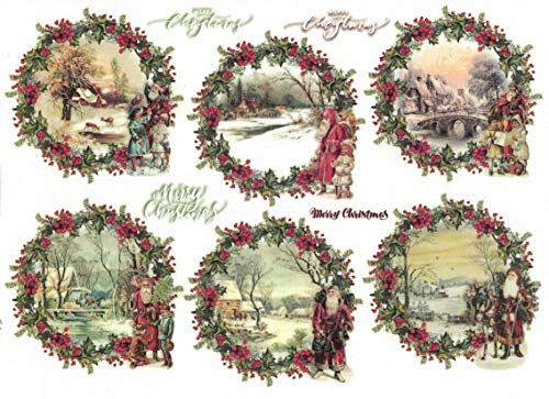 Zita`s Creative Reispapier A3 - Vintage Christmas 1. Motiv-Strohseide, Strohseidenpapier, Decoupage Papier