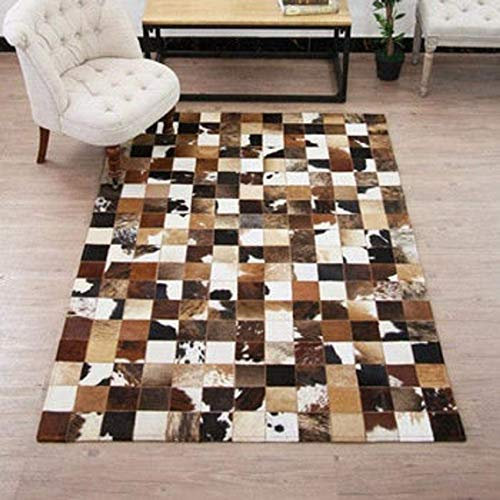 Vip Leather Nueva Alfombra de Piel de Vaca Patchwork. Diseno Exclusivo. Cod Mart CMB140 (90 x 120 cm)