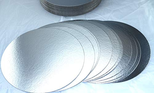 20 Stück Tortenunterlagen Tortenscheiben, Pappe rund Ø 32cm silber Tortenplatten einseitig mit Folie beschichtet, verhindert Durchnässen