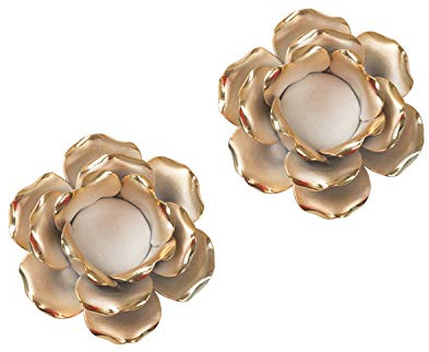 Insiswiner Ceramic Flower Tea Light Candle Holders Home Table top Decoration Gold Rose
