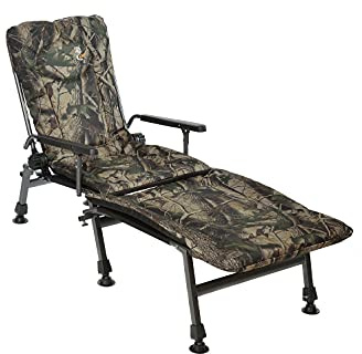 Angelstuhl Campingstuhl Carp F5R+POD Wald Stuhl mit Fussbank Deluxe Karpfen Angler mit extra Höhe