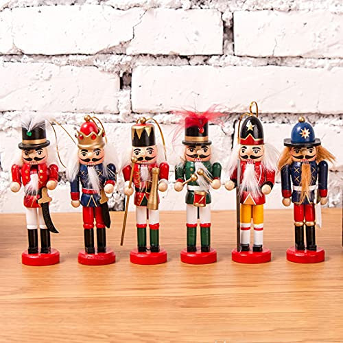 Nussknacker Hängende Ornament Figuren Puppenbaum Anhänger Weihnachtsdekor Mini Holz Soldat Puppe Nussknacker für Weihnachtsbaum, Tisch, Raumdekoration