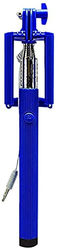Fiable Iends Monopod con cable Selfie Stick Soporte extensible Telescópico Teléfono Monopod Handheld sin APP y Bluetooth para IPhone Samsung Nokia Huawei 100cm Longitud viaje Wired Selfie Stick (Azul)
