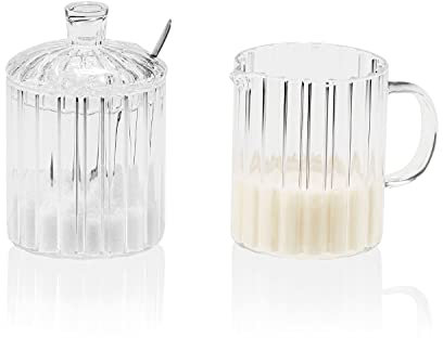 ANDREA HOUSE Set aus Zuckerdose und Milchkännchen aus Glas