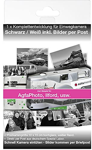 Schwarz/Weiß Foto Komplett Entwicklung per Post -für Single Use- Einwegkamera bis zu 36 Bilder 10x15 Postkartengröße, auf Wunsch Bild Daten zusätzlich per WE TRANFSFER, wordlwide Shipping