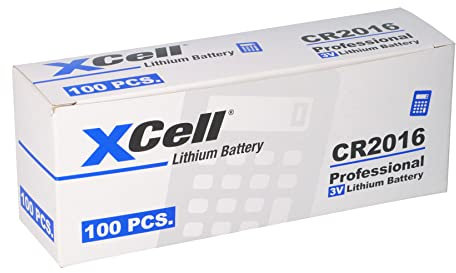 Lot de 100 piles bouton au lithium CR2016 3 V / 90 mAh (20 x 5) - Haute performance - Pour les applications professionnelles