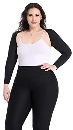 VELISDE Plus Size Advanced Cooling Shawl Arm Sleeves Sun Protection for Women Breathable Anti-UV Golf & Outdoor Sports Cooler Shrug (XL, Black)