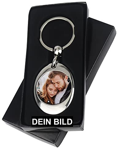 Eurofoto Schlüsselanhänger mit Foto und Text personalisieren - mit Einkaufwagenchip - Anhänger selbst gestalten