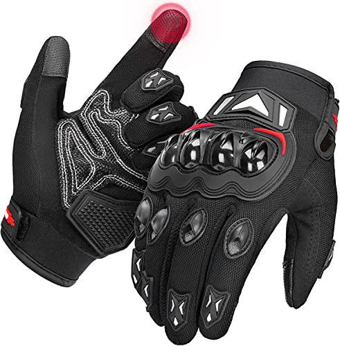 KEMIMOTO Guantes de Moto para Hombre, Guantes de Verano con Protector de Tobillo y Pantalla táctil, Guantes Deportivos para Hombre y Mujer, para Moto, Bicicleta, Scooter, Caza