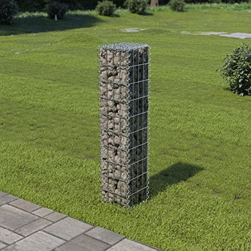 Keketa Gabionenwand mit Abdeckungen Verzinkter Stahl Gabionenkorb Gartenzaun Metall Gabionen für Steine Gabionen Blumenkasten 20x20x100cm
