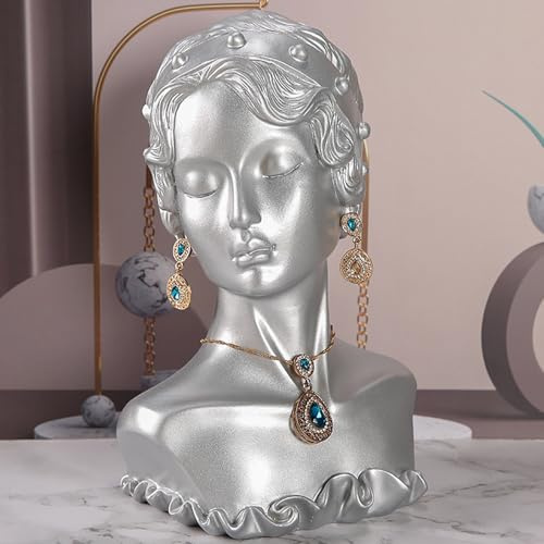 STOBAZA Jewelry Mannequin Display Bust Resin Portrait Model Ornament for Necklace Earring Pendant Chain Vintage Style Jewelry Organizer for Home Decor and Retail