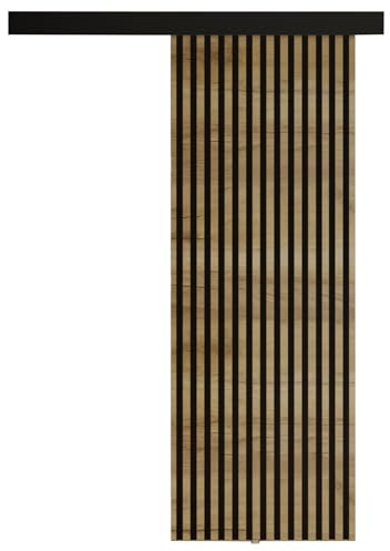 KIER FURNITURE Schiebetür Komplettset BELMO 90 - Innentüren Komplettset - Wohnzimmer Schiebetür - Modern Schiebetüren - Sliding Door - Tür Eiche Craft Golden 96 x 205 x 1,6 cm