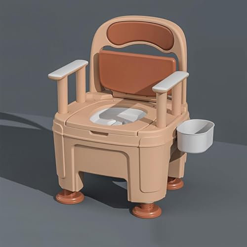 MISKYN Toilettenstuhl Mit Rückenlehne Und Armlehnen, WC Stuhl Toilettenstuhl Für Senioren Und Behinderte, Höhenverstellbar Dusch Toilettenstuhl Mit PU-Rückenlehne Und Sitzkissen, Bis 300 Kg,A
