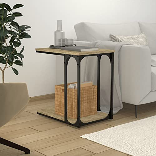 ZEYUAN Beistelltisch, Kleiner Tisch, Sofatisch, Side Table, Laptop Tisch, Pflanzenhocker, Druckertisch, Telefontisch, Sofa Table, Tabletttisch, Sonoma-Eiche 50x35x52 cm Holzwerkstoff