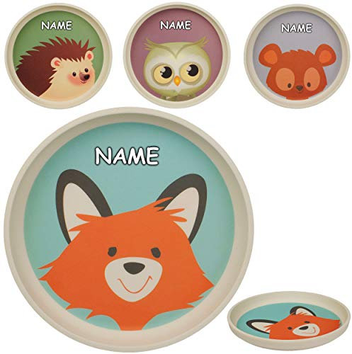 alles-meine.de GmbH Melamin - Teller - Tiere - Waldtiere & Zootiere - inkl. Name - BPA frei - Melamingeschirr - Melaminteller - Kinderteller - Kindergeschirr - Geschirr Kunststof..