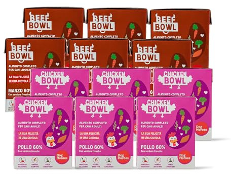Dog Heroes Cibo Umido per Cani Manzo + Pollo (60%) | Ingredienti freschi e naturali | Senza cereali | Alimentazione completa e bilanciata | Multipack 12x390g