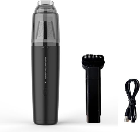 Voltix Aspirabriciole Senza Fili, Mini aspirapolvere auto 4000Pa Ricaricabile Portatile Leggero, USB aspirapolvere portatile senza fili per Capelli, Auto, Casa, Ufficio, Cucina (Nero)