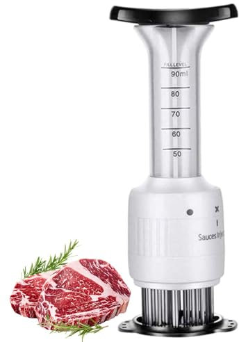 Ablandador de carne, jeringa ablandadora de carne de acero inoxidable, jeringa para filetes de carne, inyector de salsa ablandadora de adobo de carne, jeringa de aromaterapia para carnes para