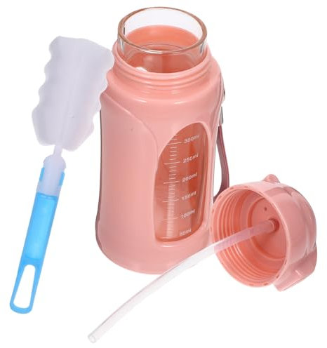 Milisten Bouteille Deau De Sport en Verre pour Grossesse avec Paille Portable pour Fitness en Plein Air avec Poignée Anti-Fuite 940 ML