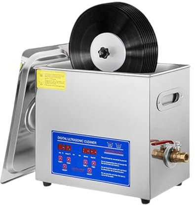 pealiritansemen Pulitore per Vinile Ad Ultrasuoni da 6 Litri, Lavatrice per Gioielli/Accessori, Pulisce da 1 A 6 Dischi in Vinile Una Volta, con Cestello per Il Lavaggio, per Gioiellerie