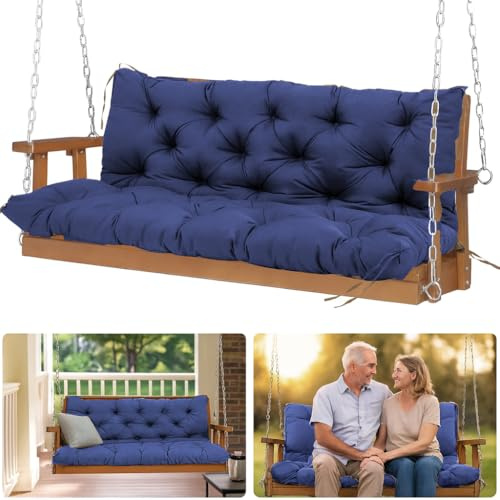 Porch Swing Cushions Thickened 5 inch 3 Seat Garden Swing Seat Cushions Replacement Waterproof Outdoor Bench Cushions 60 x 40 inch