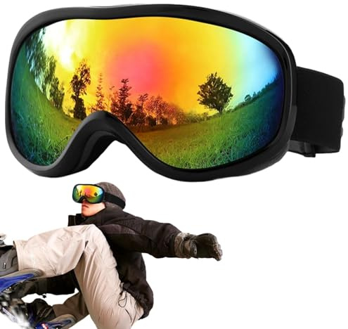 Occhiali da sci per uomo e donna, con protezione UV, per sci e snowboard, anti-appannamento, cinturino regolabile, perfetti per tutte le condizioni atmosferiche, ideali per uomini e donne, visione