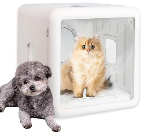 Automatic Pet Dryer Box, Pet Drying Box, Cat Dryer with Smart Temperature Control & 4-Speed Settings Timer, Silent Design, 360° Full Body Drying, For Drying Cats and Small Dogs, 65L