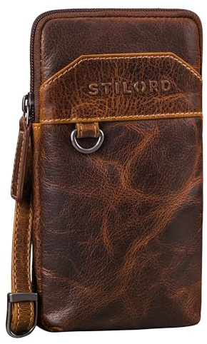 STILORD 'Tyrell' Brusttasche Herren Leder Schultertasche mit Gürtelschlaufe Handytasche zum Umhängen Brustbeutel Crossbody Bag Vintage Gürteltasche, Farbe:luino - braun