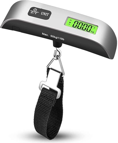Goodiesltd Portable Digital Luggage Handheld Weight Scale with Backlit for Hanging Suitcases Capacity 10lb/50kg,Weigher for Travel Bag,Suitcase Scale With Temperature Measurement Batteries Included