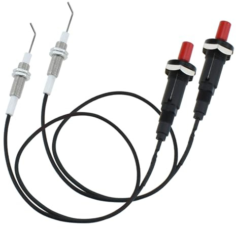 DALQUIS Juego de 2 encendedores piezoeléctricos de botón de propano, encendido piezoeléctrico con cable de 20 pulgadas de largo y electrodo de cerámica para parrilla de gas, estufa, horno, quemador de