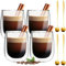 weiclianhp Lot de 4 verres à latte macchiato - 350 ml - Avec cuillères et soucoupes - Double paroi - Pour cappuccino, latte, thé, glace, glace et jus